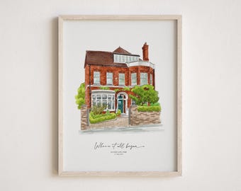 Realtor Gift, Personalised Home Painting, Custom House Portrait, Housewarming Gift, First Home Artwork, House Illustration, Framed House