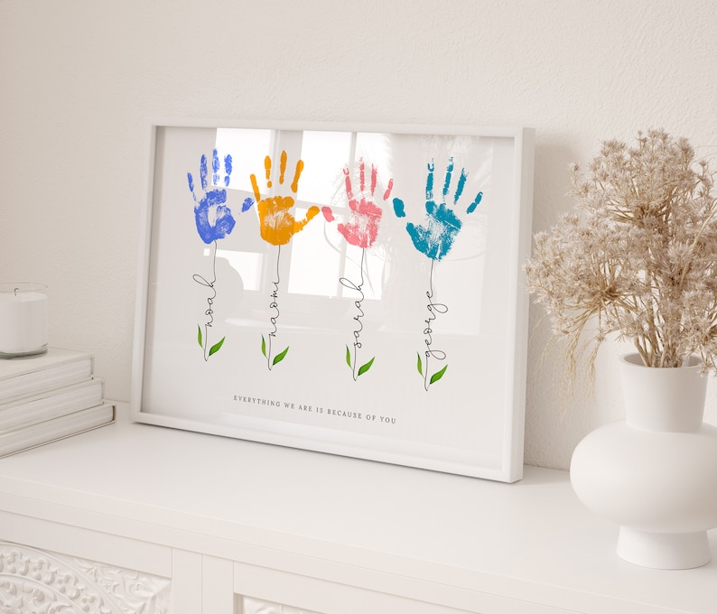 Mothers Day Handprint Print, Personalised Mum Gift, DIY Mum's Birthday, Nanny Craft Gift, Baby Keepsake Hand Print, Kids Gift for Mommy image 8