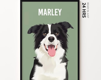 Custom Pet Portrait, Personalised Dog Illustration, Dog Cat Wall Art, Hand Drawn Pet, Pet Memorial Ideas, Digital,  Pet Christmas Gift, P1