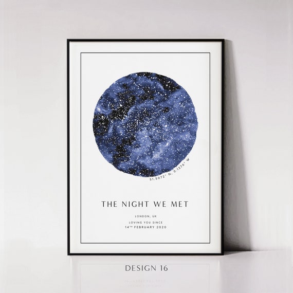 Personalized Star Map Custom Star Map Printable Night Sky Poster First Date Star Map First Kiss Night Sky Valentines Last Minute Gift - View #6