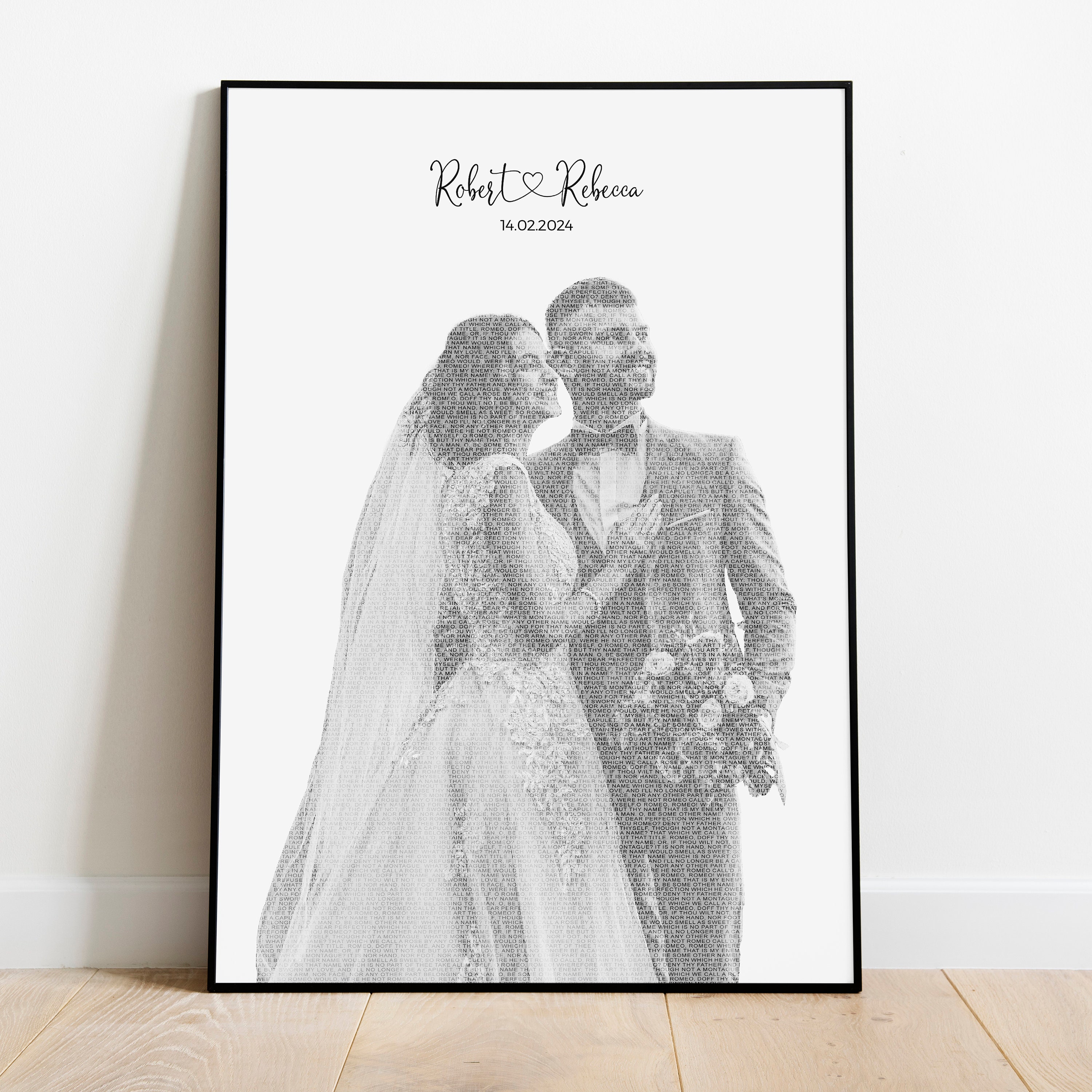 Personalized Wedding Song Photo Print, Lyrics Couple Portrait Wall Art, 1st Anniversary, Engagement Gift for Her, Husband Gift for Wife, TP1