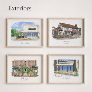 Our First Date Venue Portrait, Custom Watercolor Couple Drawing, Anniversary Keepsake, Valentine Gift for Her Him, Restaurant Sketch image 9
