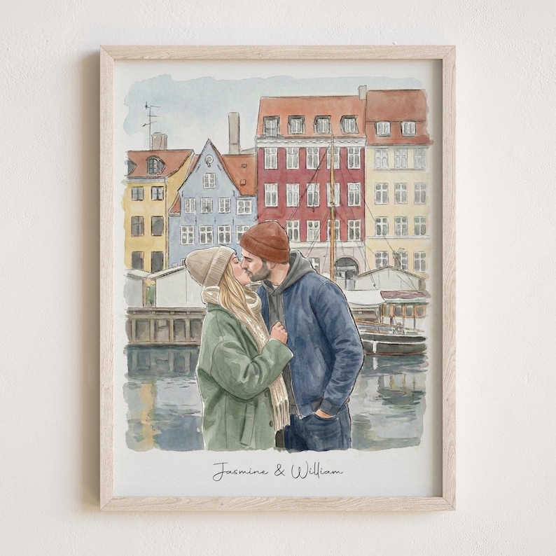 Custom Couple Portrait - Painting from Photo, 1st Anniversary Gift, Hand Drawn Illustration, Wedding Gift, Gift for Her Him, Engagement Gift image 11
