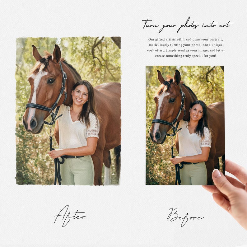 Personalized Horse Gifts, Custom Pet Portrait Painting, Horse Lover Gift, Handpainted Gift for Horse Girl, Equestrian Gift, Horse Rider Gift image 2