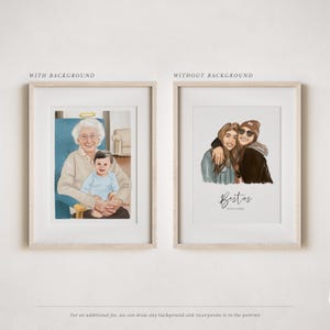 May include: Two framed illustrations, one with a background and one without. The first illustration shows an older woman with a halo above her head, sitting with a young child on her lap. The second illustration shows two women hugging, with the text "Bestus" below them.