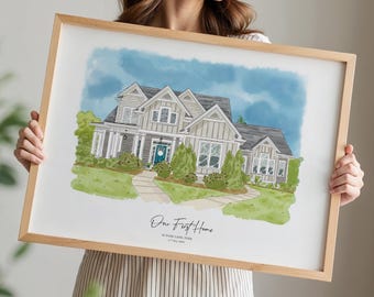 Custom Watercolour House Portrait, Bespoke Home Painting, House Illustration from Photo, New Home Gift, Housewarming Gift, 1st Home Keepsake