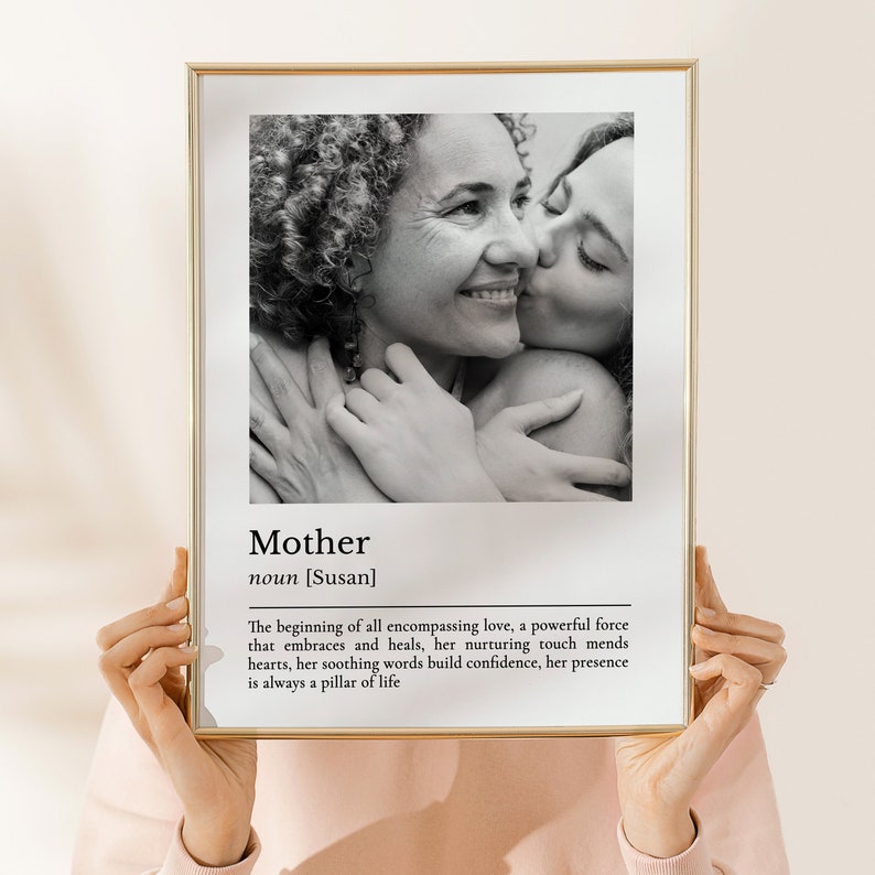 Custom Mother Gift, Personalised Mum Print, Mom Photo Poster, Mother's Day Gift from Kids, Definition Quote Wall Art, Presents for Mum image 2
