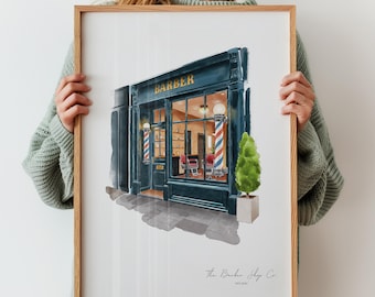 Personalized Business Portrait, Storefront Illustration Bar Painting, Restaurant Print, Café Wall Art, Bartender Decor, Small Business Gift