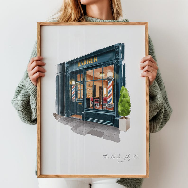 Storefront Portrait Personalized Business Portrait, Storefront Illustration Bar Painting ...