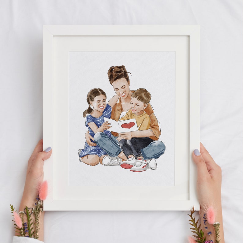 Mothers Day Gift, Watercolor Portrait, Mum Mummy Gift, Gift for Nan Nana, Grandmother Gift, Gift from Daughter, Nanny Gift, 1st Mothers Day image 6