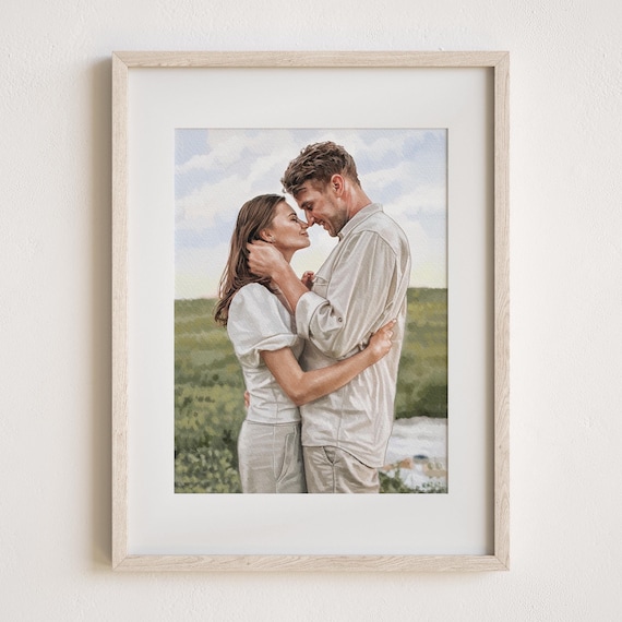 Couple Portrait, Custom Family Gift, Watercolor Portrait Painting, Gift For Him, Wedding Anniversary Couple Illustration, Engagement Drawing