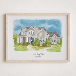 Aangepaste aquarel huisportret, op maat gemaakt huisschilderij, huisillustratie van foto, nieuw huiscadeau, housewarmingcadeau, 1e huisaandenken