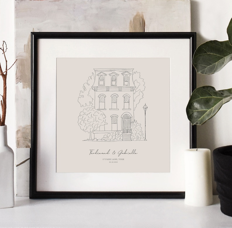 Hand Drawn Bespoke House Sketch, New Home Gift, Anniversary Gift, Housewarming Present, Christmas Gift, Gift Ideas, Realtor Gift, Custom Art image 1