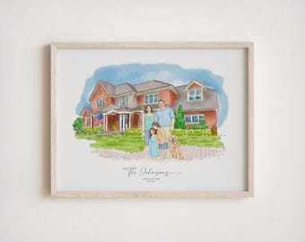 Benutzerdefinierte Haus Porträt, personalisierte Haus Gemälde, handgemaltes Aquarell Haus, Einweihungsparty Geschenk, erste Haus Kunstwerk, Realtor Geschenk