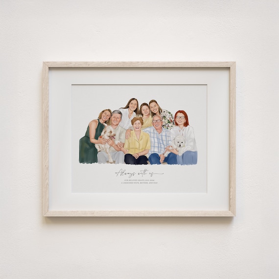 Memorial Portrait, Combine Photos to Portrait, Deceased Loved One to Photo, Family Portrait, Merge Photos, Gift Him Her, Father Mother Gift