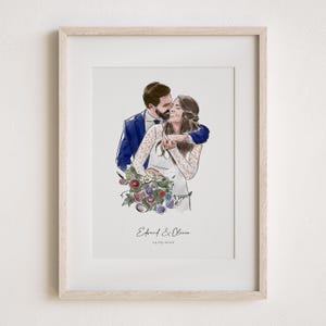 Personalised Watercolour Portrait, Anniversary Present, Wedding Portrait, Painting from Photo, Wife Husband Gift, Valentine's Day Gift image 1