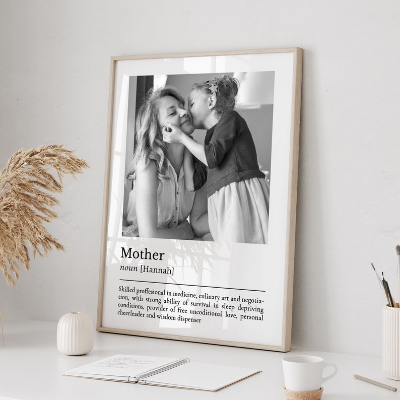 Custom Mother Gift, Personalised Mum Print, Mom Photo Poster, Mother's Day Gift from Kids, Definition Quote Wall Art, Presents for Mum image 3