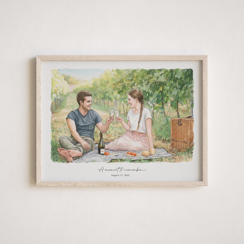 Custom Couple Portrait - Painting from Photo, 1st Anniversary Gift, Hand Drawn Illustration, Wedding Gift, Gift for Her Him, Engagement Gift image 13
