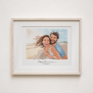 Custom Hand-Drawn Watercolor Portrait, Gift for Her, Couple Proposal Drawing, Boyfriend Gift, Girlfriend Birthday Gift, Valentines Day, HD1