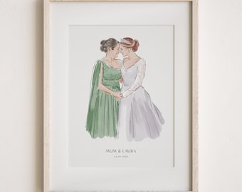 Personalised Gift for Mother of the Bride, Portrait from Photo, Mom Dad Daughter Gift, Parents of the Bride, Gift for Mum, Grandmother Gift