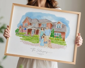 Personalised House Portrait, Hand-Drawn Watercolor Home Painting, Housewarming Gift, Our First Home Sign, Realtor Gift, Framed Home Portrait