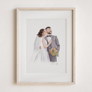 Personalised Watercolour Portrait, Anniversary Present, Wedding Portrait, Painting from Photo, Wife Husband Gift, Valentines Day Gift image 3