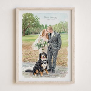 Custom Couple Portrait - Painting from Photo, 1st Anniversary Gift, Hand Drawn Illustration, Wedding Gift, Gift for Her Him, Engagement Gift image 3