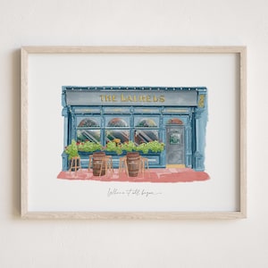 Portret van onze eerste date locatie, aangepaste aquarel paartekening, handgetekende locatieillustratie, aandenken jubileum, valentijnscadeau voor haar