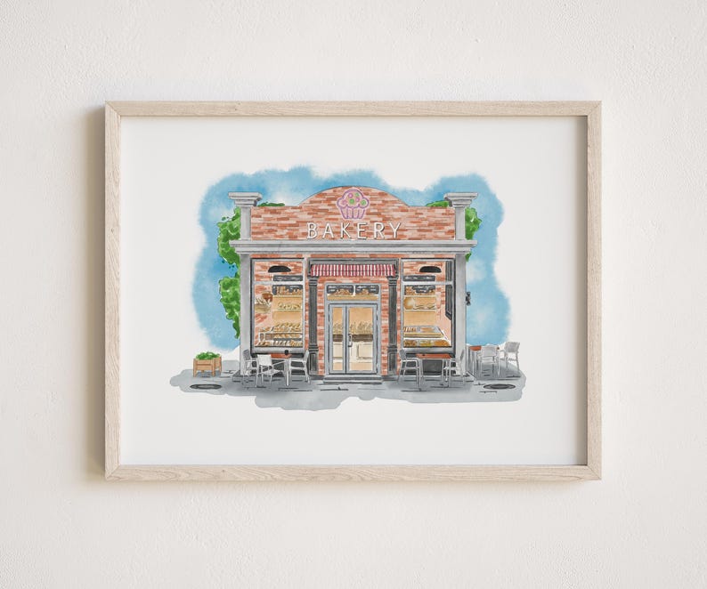 Personalized Business Portrait, Storefront Illustration Bar Painting ...