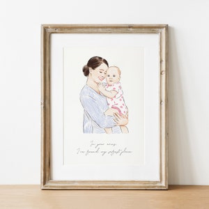 Mothers Day Gift, Watercolor Portrait, Mum Mummy Gift, Gift for Nan Nana, Grandmother Gift, Gift from Daughter, Nanny Gift, 1st Mothers Day image 3