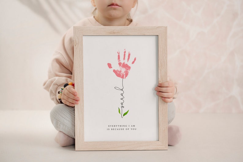 Mothers Day Handprint Print, Personalised Mum Gift, DIY Mum's Birthday, Nanny Craft Gift, Baby Keepsake Hand Print, Kids Gift for Mommy image 3