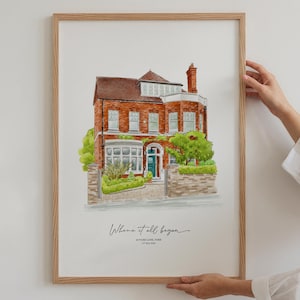 Aangepast huisportret, huisschilderij, huisportret, aquarel huisschilderij, Valentijnsdagcadeau, cadeau nieuw huis, gepersonaliseerd kunstwerk