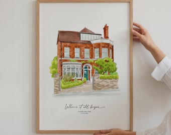 Custom Home Portrait, Home Painting, House Portrait, Watercolour House Painting, Valentines Day Gift, New Home Gift, Personalised Artwork