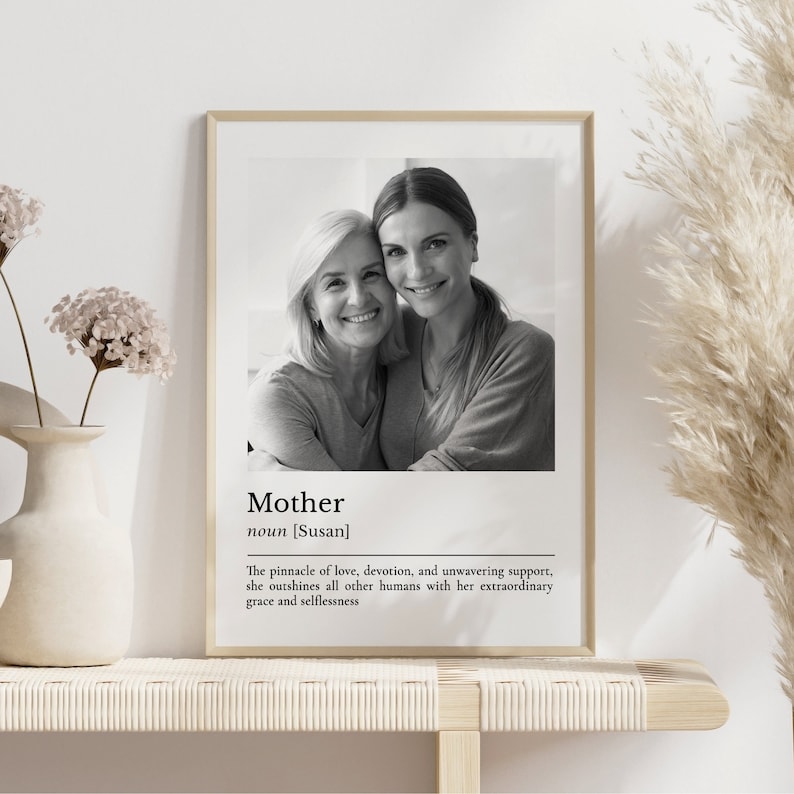 Custom Mother Gift, Personalised Mum Print, Mom Photo Poster, Mother's Day Gift from Kids, Definition Quote Wall Art, Presents for Mum image 1