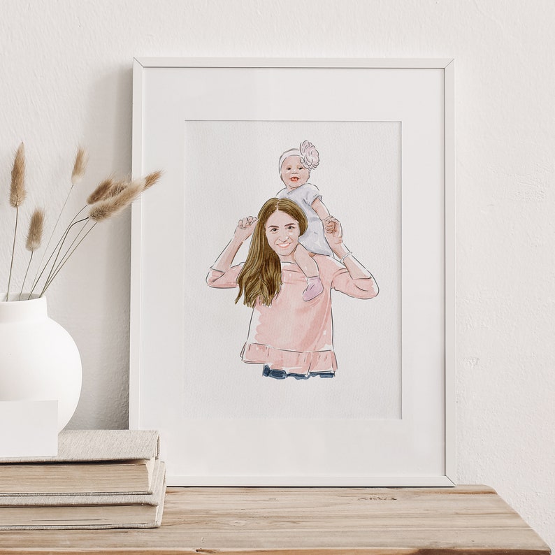 Mothers Day Gift, Watercolor Portrait, Mum Mummy Gift, Gift for Nan Nana, Grandmother Gift, Gift from Daughter, Nanny Gift, 1st Mothers Day image 5