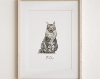Retrato personalizado de mascota, Ilustración personalizada de perro, Arte mural para perros y gatos, Mascota dibujada a mano, Ideas para homenajear a tu mascota, Digital, Regalo de Navidad, Arte de mascotas