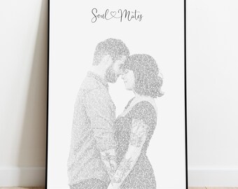 Custom Lyrics Print, Personalized Song Portrait From Photo, Wedding Anniversary Gift, Valentine Printable, Couple First Dance Wall Art, TP1