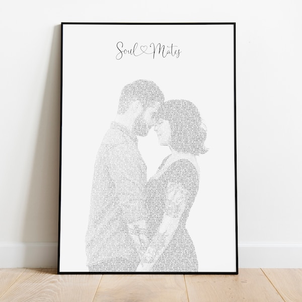 benutzerdefinierten Text, personalisierte Song Porträt vom Foto, Hochzeitsgeschenk, Valentinstag druckbare, erste Tanz-Wand-Dekor des Paares