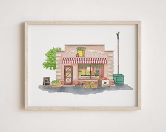Custom Business Portrait, Hand-Drawn Shop Sketch, Restaurant Bar Café Illustration, Family Gift Storefront Art, Boutique Drawing from Photo