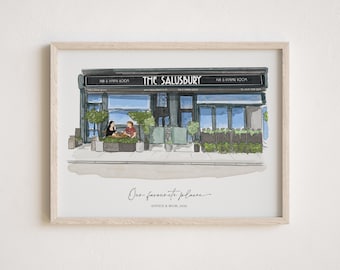 Mother’s Day Gift for Mum - Custom Favourite Place Portrait, Personalised Building Illustration, Special Memory Location Art