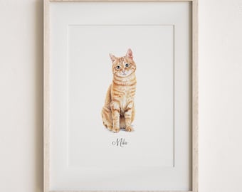 Minimalistisch portret op maat, handgetekend huisdierschilderij, gepersonaliseerd kerstcadeau voor kattenmoeder, muurdecoratie met kattenmotief voor de kinderkamer, aandenken voor kat of hond