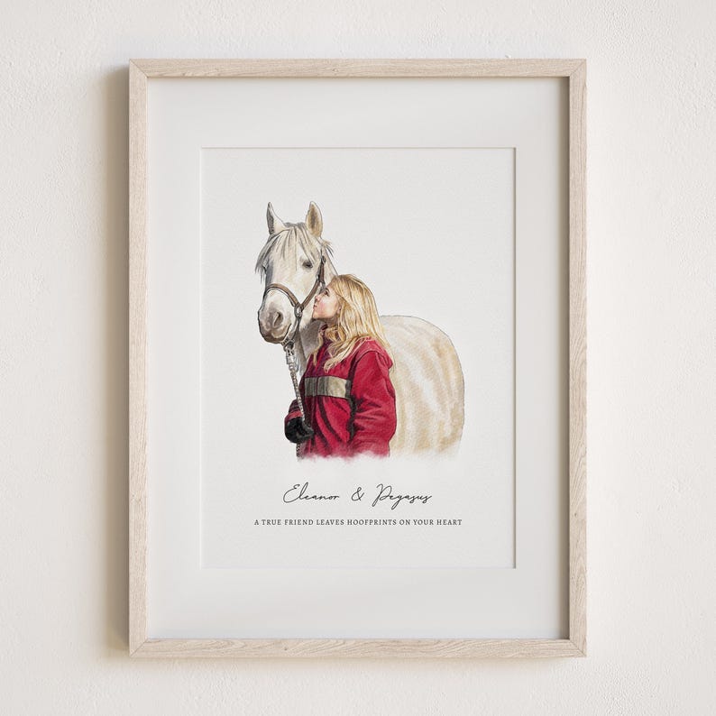 Personalized Horse Gifts, Custom Pet Portrait Painting, Horse Lover Gift, Handpainted Gift for Horse Girl, Equestrian Gift, Horse Rider Gift image 1