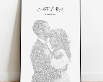 Valentinstag Geschenk für Freundin, personalisiertes Paar Song Portrait, Geschenk für sie, benutzerdefinierte Songtexte Wandkunst vom Foto, Geschenk für Freund