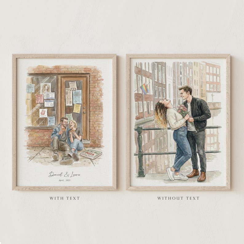 Custom Couple Portrait - Painting from Photo, 1st Anniversary Gift, Hand Drawn Illustration, Wedding Gift, Gift for Her Him, Engagement Gift image 7