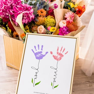 Mothers Day Handprint Print, Personalised Mum Gift, DIY Mum's Birthday, Nanny Craft Gift, Baby Keepsake Hand Print, Kids Gift for Mommy image 6