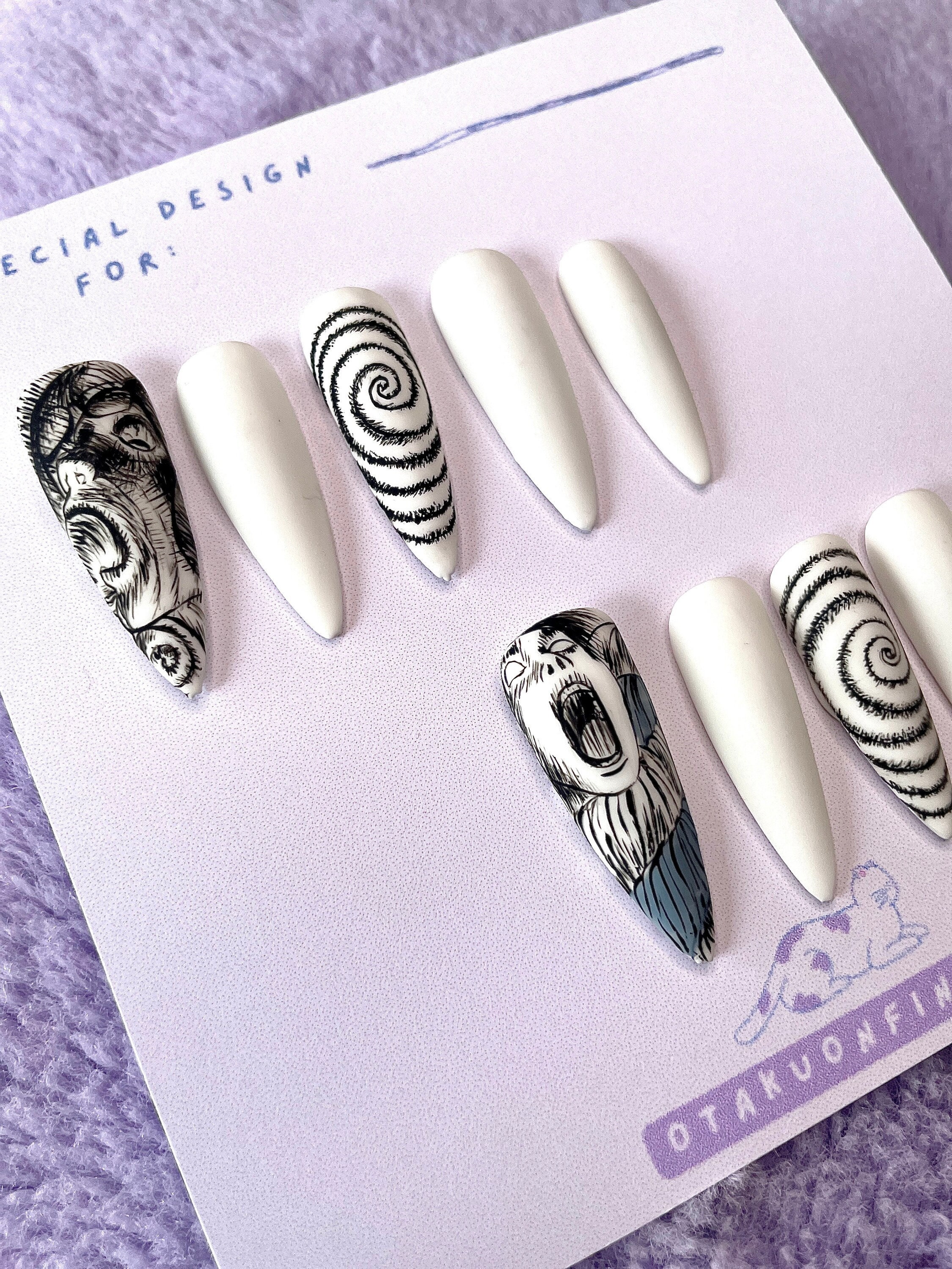 Tomie Nails Anime Press on Nails Anime False Nails Hand-Painted Junji Ito  Gothic