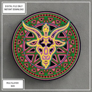 Baphomet Wall Decor SVG | 6 Layer Goat Head Laser Cut File