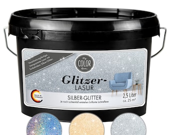 My Color Room® vernis à paillettes couleur 2,5L Peinture murale TRANSPARENTE paillettes sélectionnables 1L=12,58