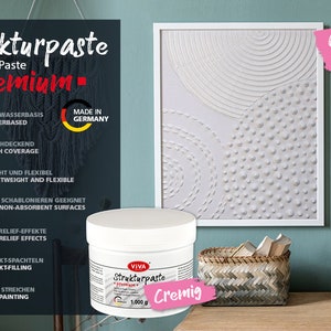 Viva Decor® Texture Paste PREMIUM creamy (1000g, White) impact-resistant impasto paste artist quality matte image 9
