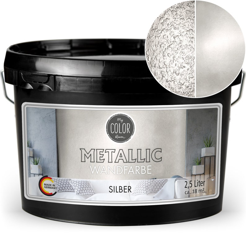 Peinture murale My COLOR Room® Or Métallisé / Argent / Gris / Bronze / Cuivre 2500 ml, peinture effet créatif 1L 15,98 Silber